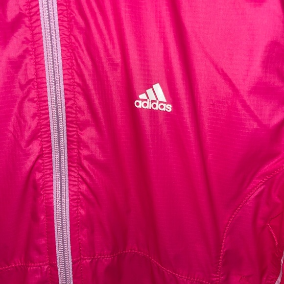 Adidas Women's Small Hot Pink Jacket Windbreaker Full Zip Reflective Strips - Picture 6 of 11